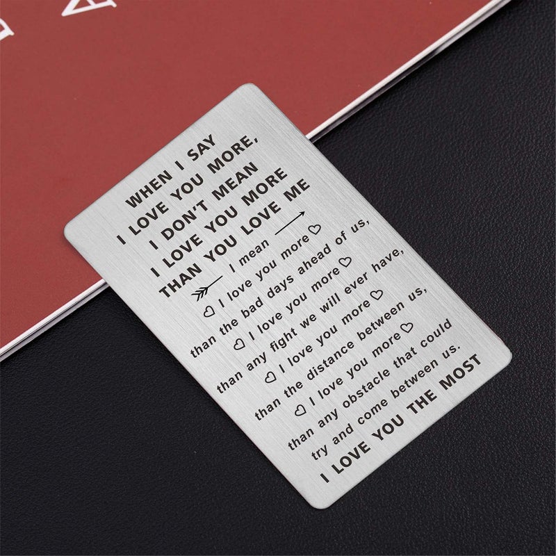 TANWIH When I Say I Love You More Wallet Card, Romantic Valentines Day Cards, I Love You Gifts for Him Her, Valentines Gifts for Men, Anniversary Card for Husband, Long Distance Present for Boyfriend - Image 5