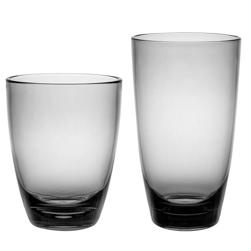 KLIFA ETON 152  208 ounce Set of 8 Acrylic Tumbler  Highball Drinking Glasses Stackable Plastic Drinkware Dishwasher Safe GrayBlack