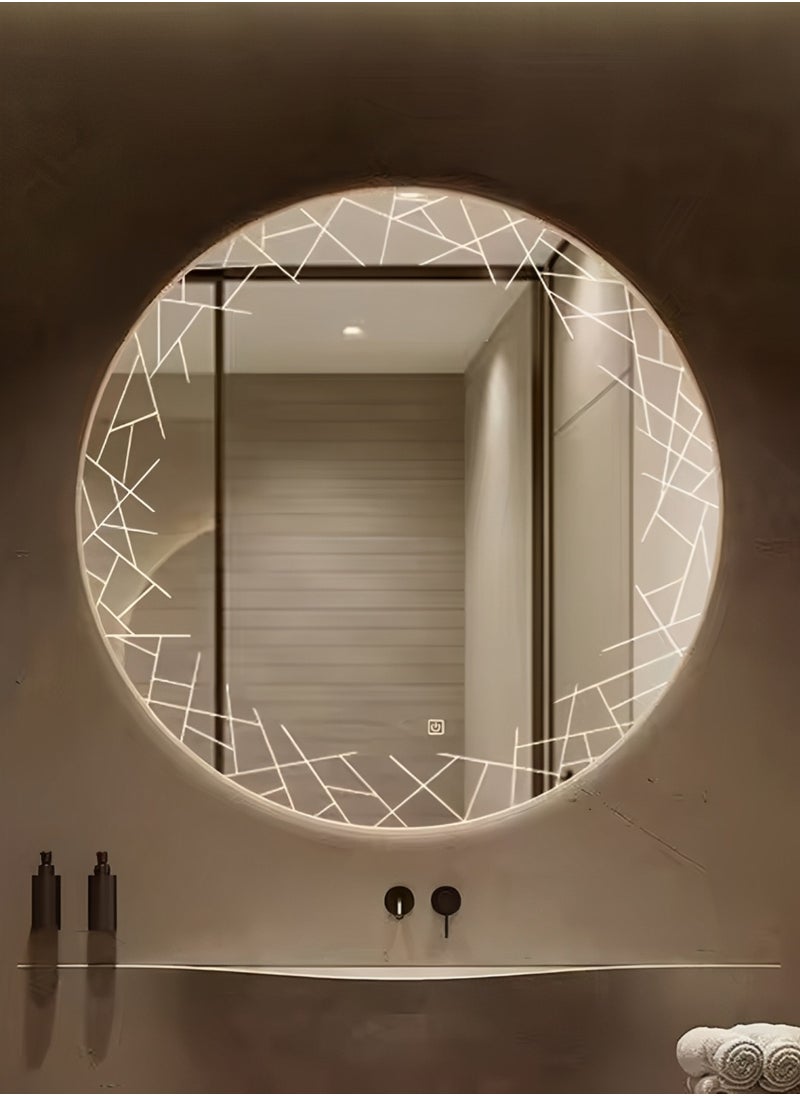 Taimi Round Bathroom Mirror, Touch LED light, 3 lighting Colors, Wall Mounted Mirror for Bathroom, Bedroom, Dressing Room, Vanity - 50cm  - Image 2
