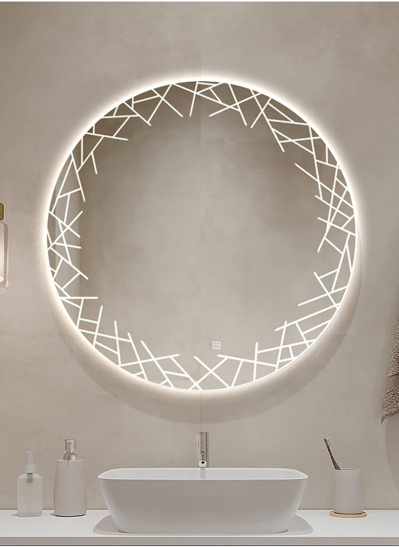 Taimi Round Bathroom Mirror, Touch LED light, 3 lighting Colors, Wall Mounted Mirror for Bathroom, Bedroom, Dressing Room, Vanity - 50cm  - Image 4