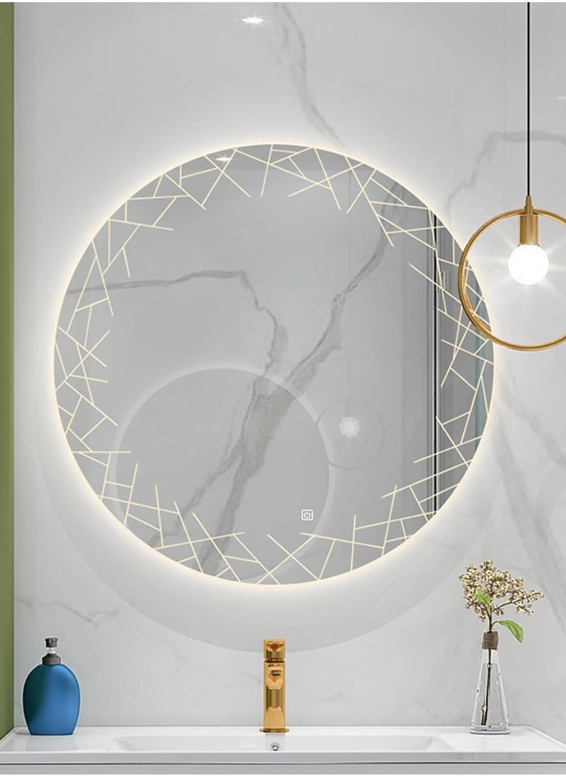 Taimi Round Bathroom Mirror, Touch LED light, 3 lighting Colors, Wall Mounted Mirror for Bathroom, Bedroom, Dressing Room, Vanity - 50cm  - Image 5