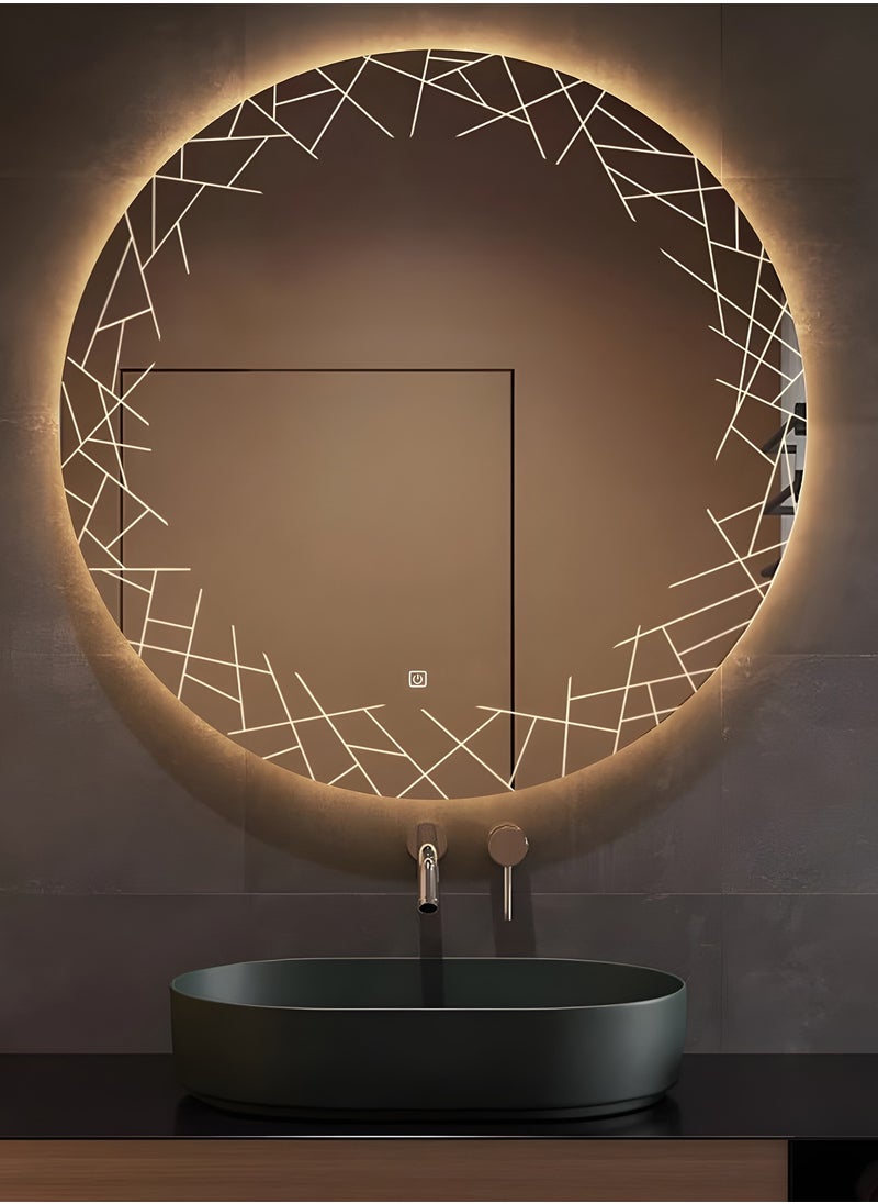 Taimi Round Bathroom Mirror, Touch LED light, 3 lighting Colors, Wall Mounted Mirror for Bathroom, Bedroom, Dressing Room, Vanity - 50cm  - Image 1