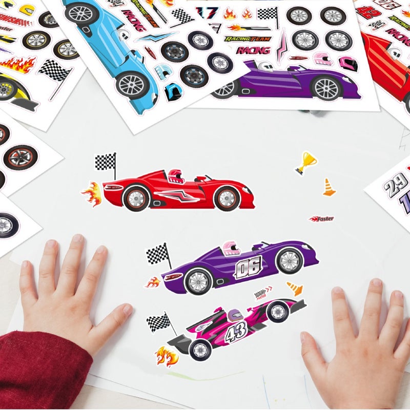 Cm2308009 Children'S Anime Cute Cartoon Racing Parent-Child Interactive Puzzle Diy Face Sticker - Image 5