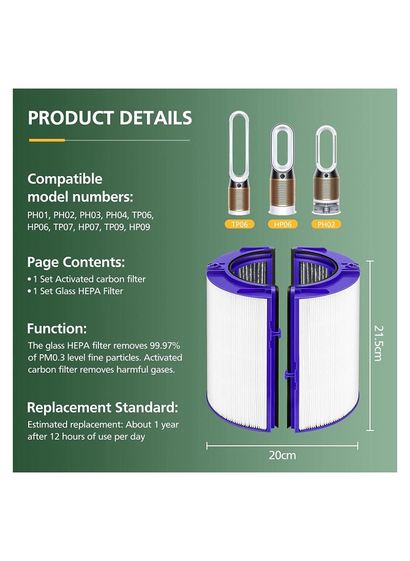 Genetic - Replacement Hepa Filter Compatible with Dyson HP06 TP06 HP07 TP07 HP09 TP09 Air Purifier True HEPA+Carbon Filter Set - Image 1