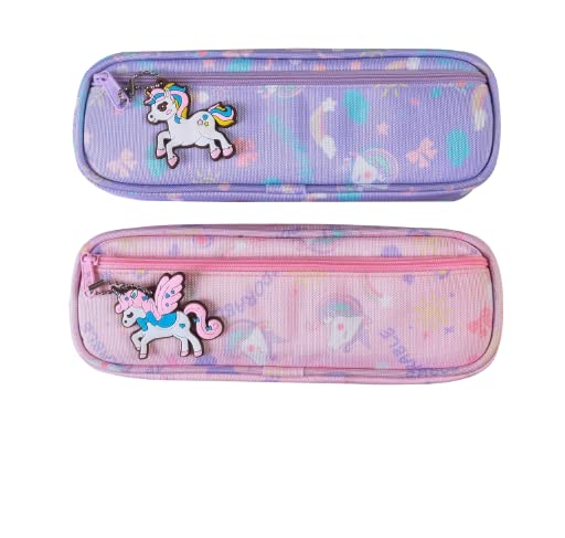 TEMSON Cartoon Printed Pencil Case for Children with Multi Compartment (Assorted Color) BD-907 - Image 1