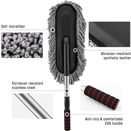 TNEMEC Accessories Brushes Home, Expandable Long Handle Anti Scratch Microfiber Feather Duster for Dust Cleaning with extendable Pole Car Brush Exterior Interior Cleaner Dusting and hosue Flexible Wash - Image 5