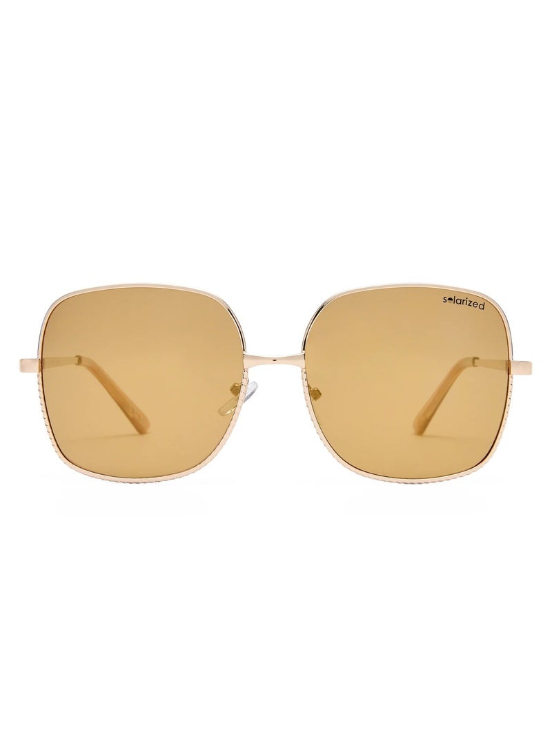Solarized نظارات شمسية كبيرة الحجم من ROPE باللون الذهبي/البيج – نظارات مصممة بتصميم جريء كبير الحجم UV400، نظارات مربعة عصرية كبيرة، نظارات موضة يومية للنساء - Image 3