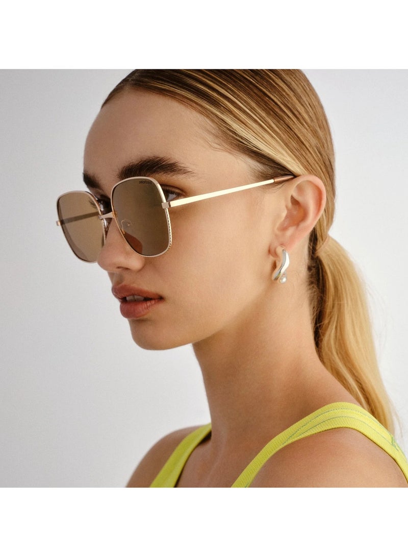 Solarized نظارات شمسية كبيرة الحجم من ROPE باللون الذهبي/البيج – نظارات مصممة بتصميم جريء كبير الحجم UV400، نظارات مربعة عصرية كبيرة، نظارات موضة يومية للنساء - Image 2