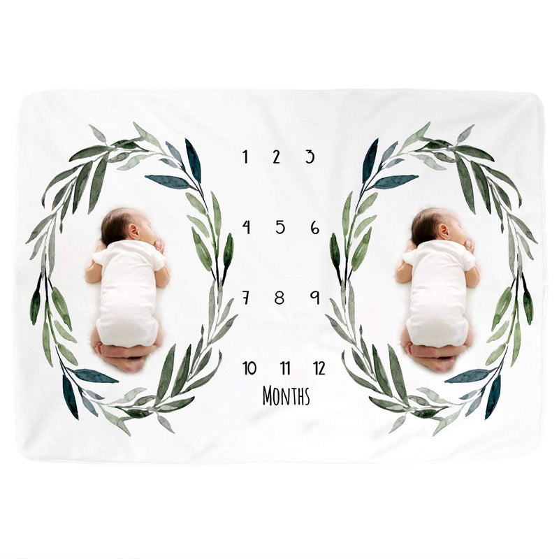 Kute 'n' Koo Premium Fleece Twins Baby Monthly Milestone Baby Blanket for Girl Boy, Large Personalized Photography Background Blankets, Thick Fleece for Mom Newborn - Image 1