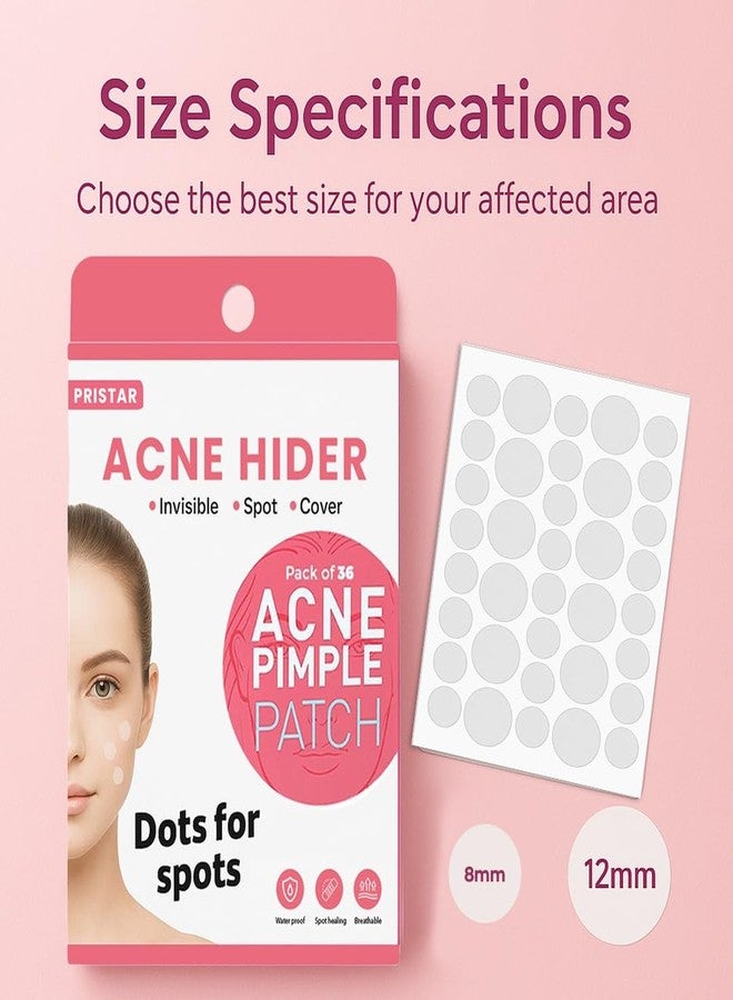 Pristar Pimple Patch | 36 Hydrocolloid and Salicylic Acid Patches | Absorbs Oil, Prevents Scarring | Overnight Treatment | For All Skin Types | Acne Patches for Face - Image 2