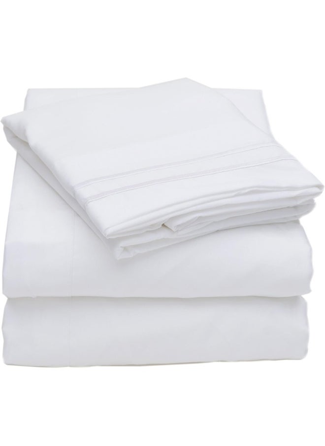 Sweet Home Collection Bed, Bath N More 2000 All Size 12 Colors Collection 3-Piece Egyptian Quality Deep Pocket Bed Sheet Set, Twin, White 