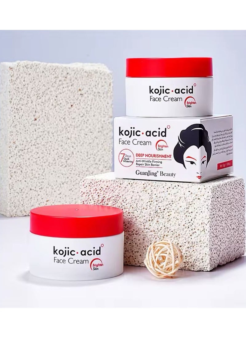 GuanJing Beauty Kojic-acid Face Cream Brighten Skin Deep Nourishment & Anti-Wrinkle Firming and Repair Skin Barrier50 g  - Image 4