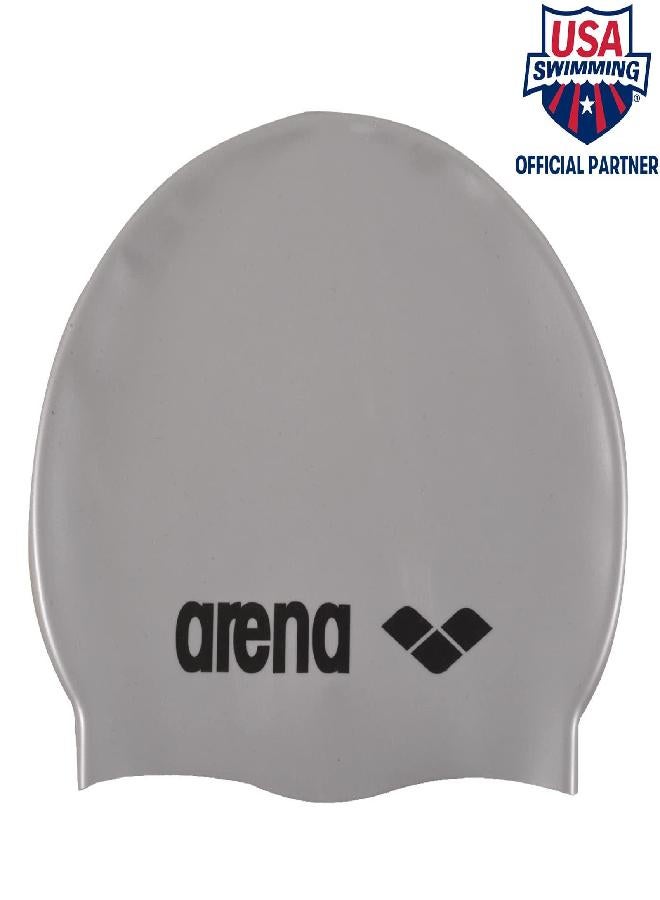 arena Classic Unisex Silicone Swim Cap For Adults, Training And Racing, 100% Silicone, Wrinkle-Free, Silver/Black - Image 5
