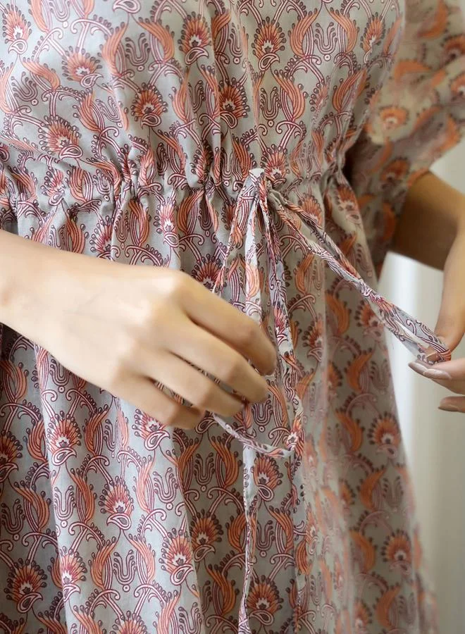 sanskrutihomes All Over Print Cotton Kaftan and Pyjama Set by Styli