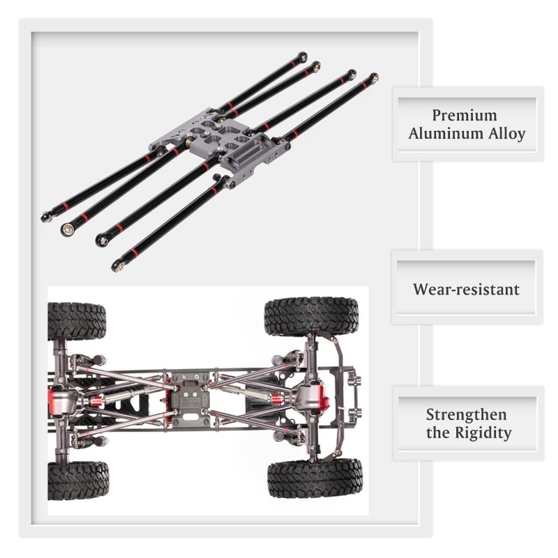 8PCS Aluminum Alloy Link Rod & Gearbox Transmission Mount Unassembled Kit Replacement for Axial SCX10 RC Crawler - Image 2
