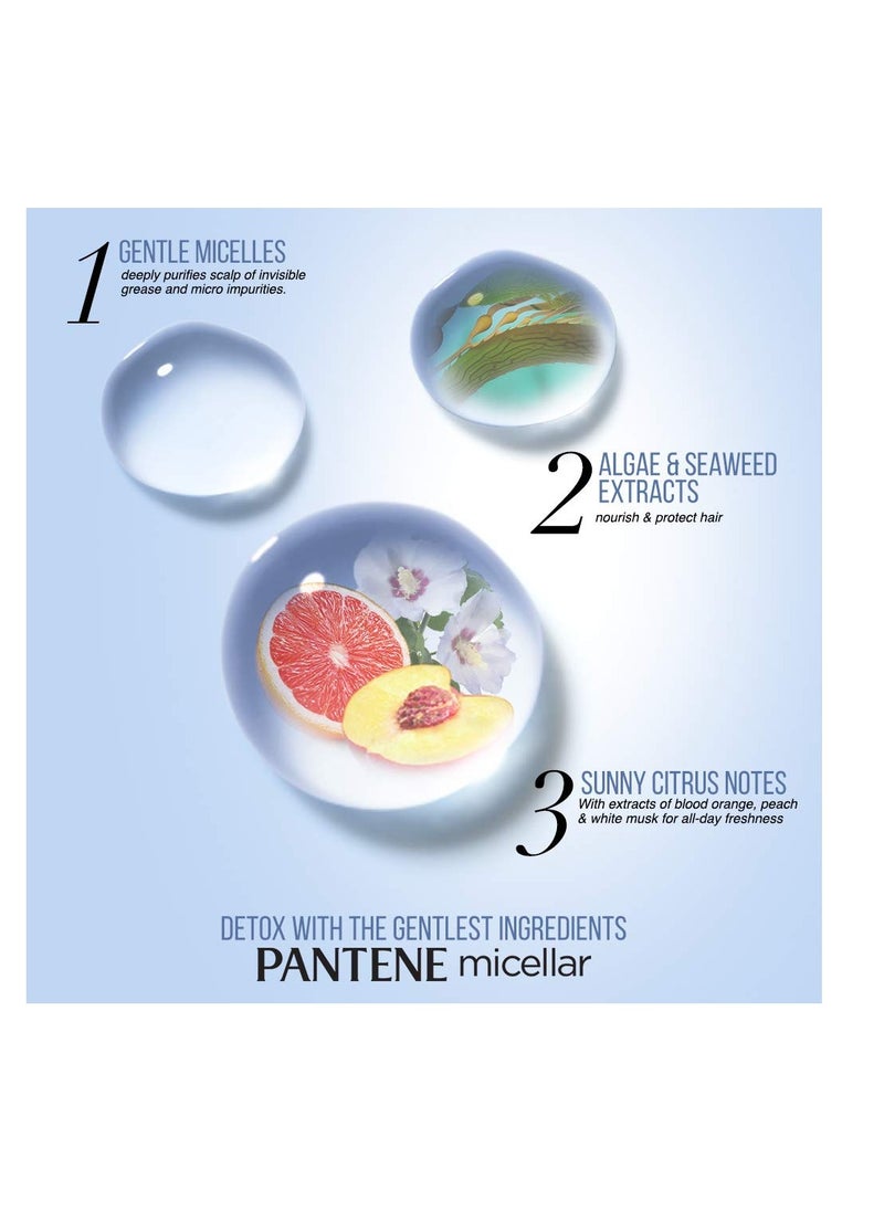 Pantene Micellar Detox Moisturize Waterlily Extract Scalp Shampoo