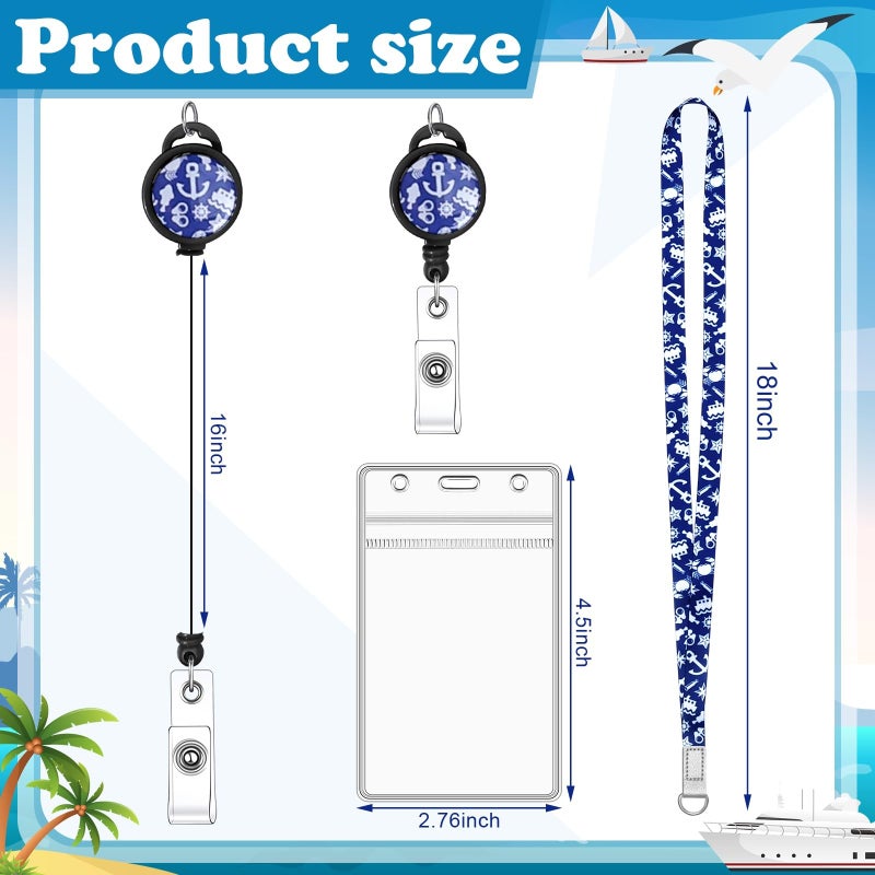 HONSIO 4 Pack Cruise Lanyard for Ship Cards Lanyards with Retractable Badge Reels Waterproof ID Badge Holder, 2026 Cruise Essentials Accessories - Image 2