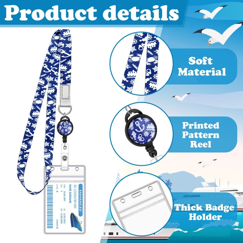 HONSIO 4 Pack Cruise Lanyard for Ship Cards Lanyards with Retractable Badge Reels Waterproof ID Badge Holder, 2026 Cruise Essentials Accessories - Image 3