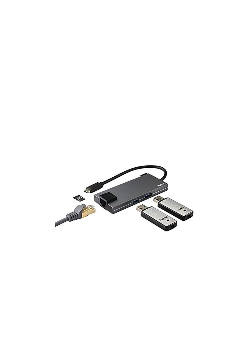 هاما Hama 200109 USB-C Hub, Multiport, 5 Ports, 2 x USB-A, USB-C, HDMI™, LAN/Ethernet  - Image 4