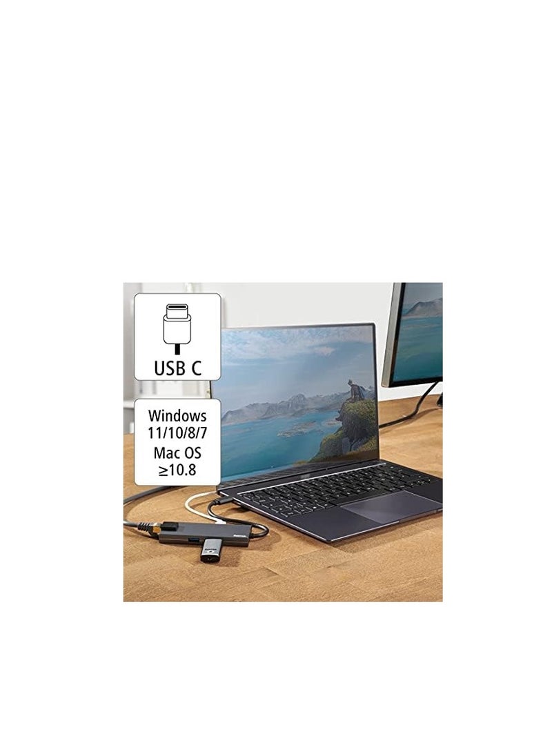 هاما Hama 200109 USB-C Hub, Multiport, 5 Ports, 2 x USB-A, USB-C, HDMI™, LAN/Ethernet  - Image 5