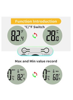 4 PCS Mini Digital Hygrometer and Thermometer,Reptile Thermometer with  Magnetic & Tablestand, Indoor Temperature and Humidity Meter Gauge for  Humidors Greenhouse Garden Cellar Closet Guitar Case