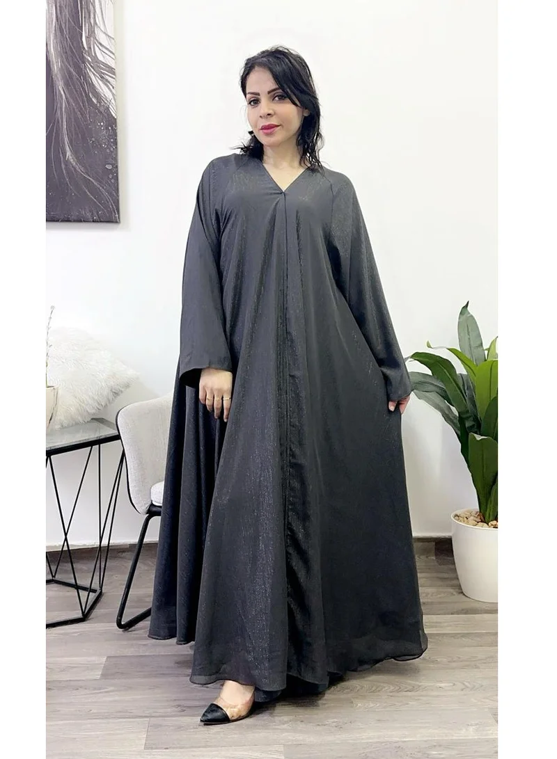 Fashion Line Abaya Shining Jorzet V-Neck Kuwait Closh Brown