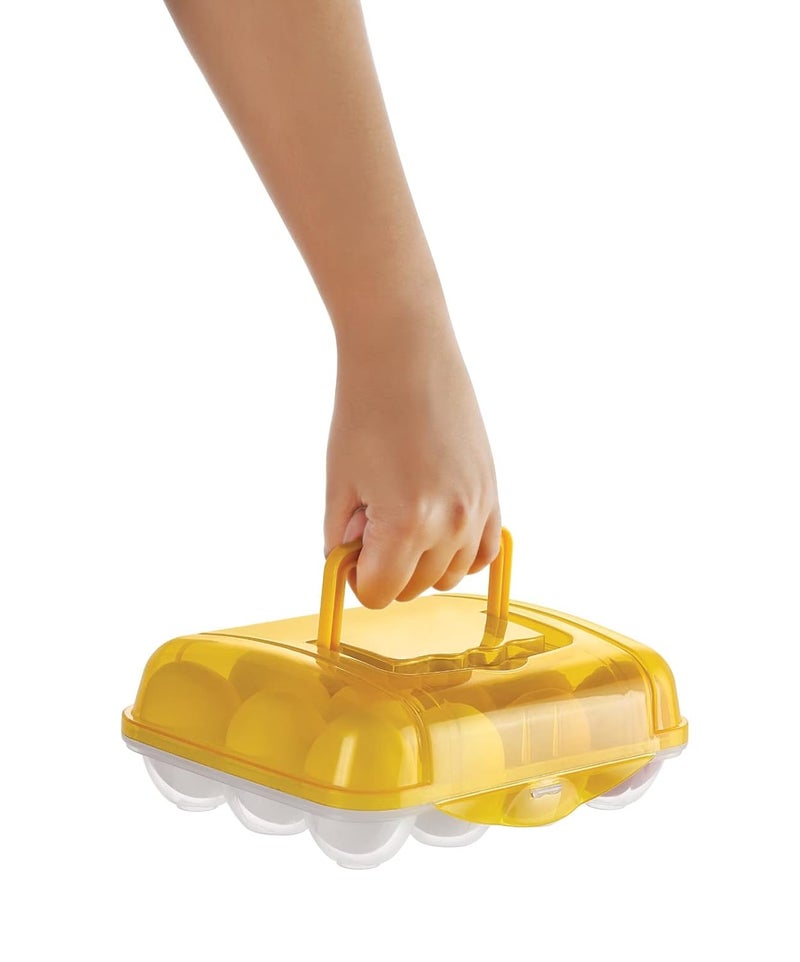 Areo Egg basket with handle for Fridge and Oven Egg Storage Box Egg Storage Container 1 pc 12 egg slot any colour will be sent as per availability - Image 4
