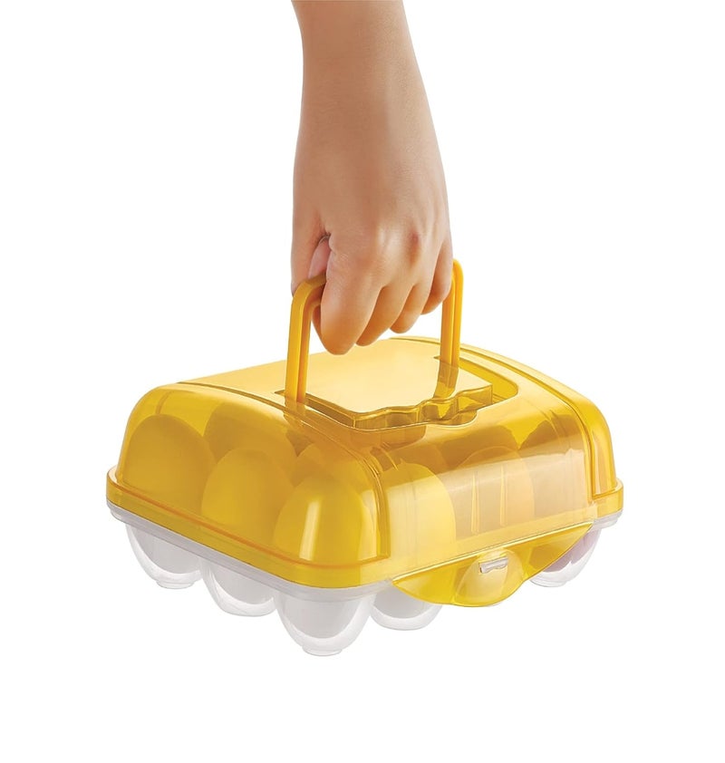 Areo Egg basket with handle for Fridge and Oven Egg Storage Box Egg Storage Container 1 pc 12 egg slot any colour will be sent as per availability - Image 3