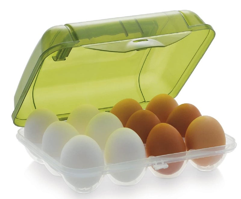 Areo Egg basket with handle for Fridge and Oven Egg Storage Box Egg Storage Container 1 pc 12 egg slot any colour will be sent as per availability - Image 2