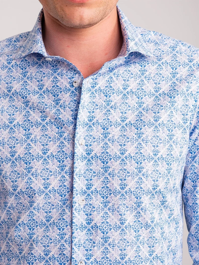 دوفي Blue Men's Slim Fit Paul Collar Long Sleeve Shirt