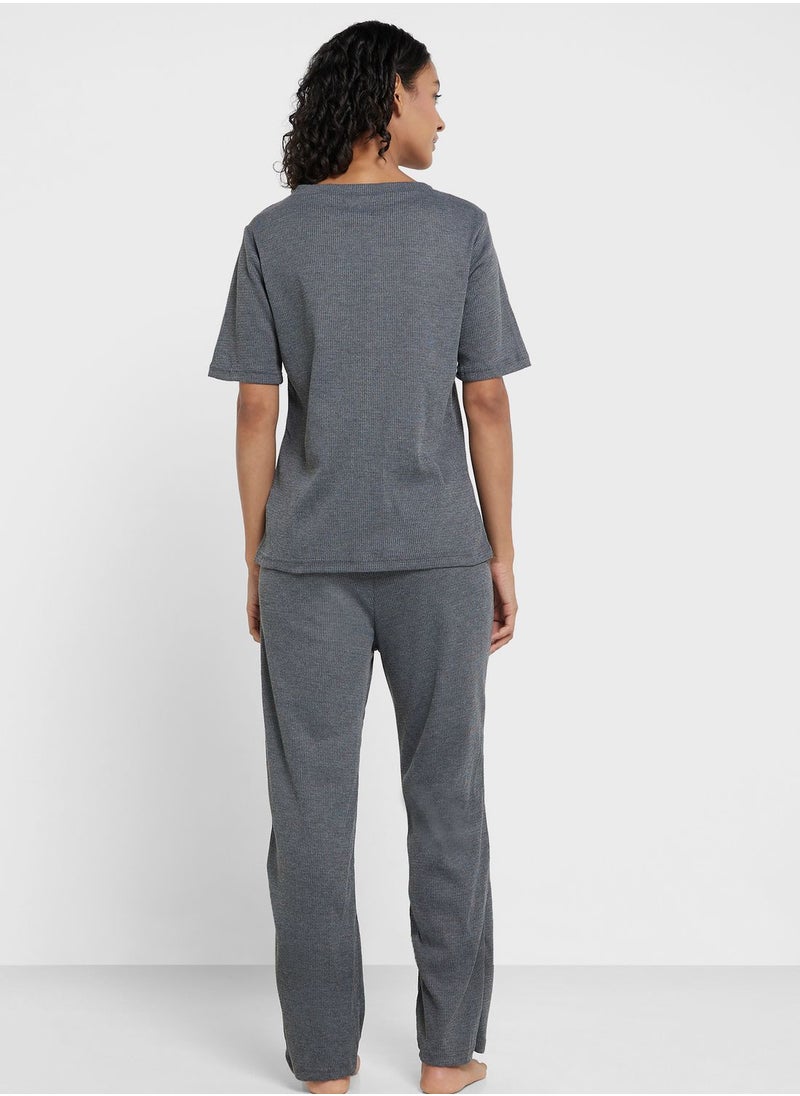Ginger - Textured Detail Pyjama Set - Image 1