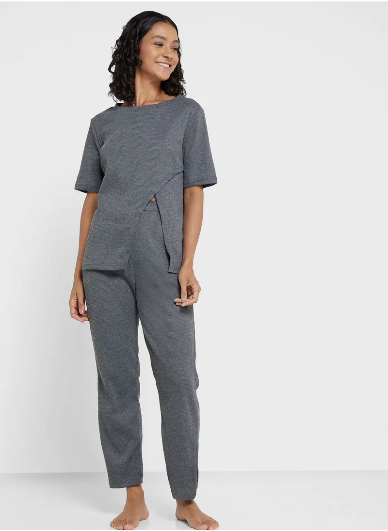 Ginger Textured Detail Pyjama Set