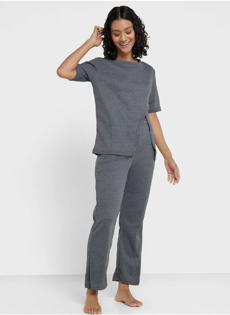Ginger Textured Detail Pyjama Set