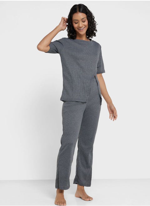 Textured Detail Pyjama Set