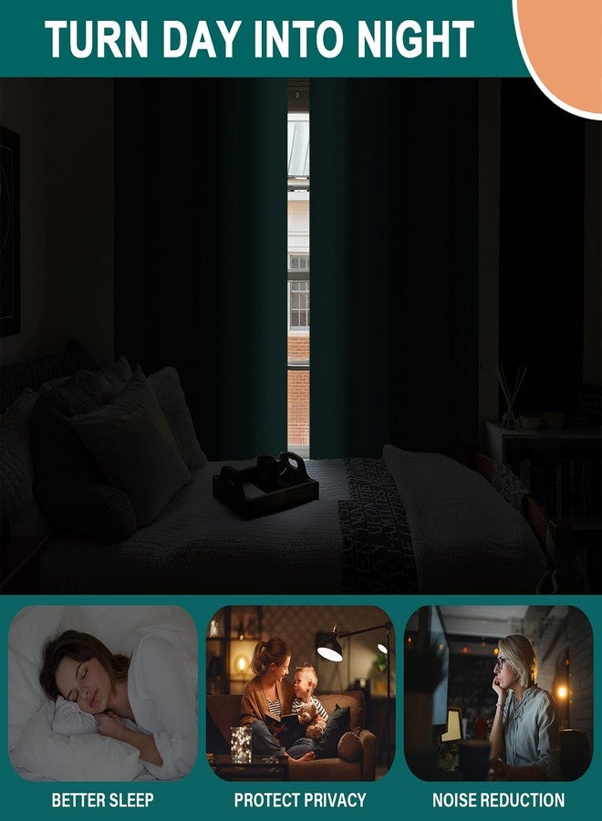 Diraysid 100% Blackout Curtains Sea Teal Linen Curtains for Bedroom Grommet Thermal Insulated Room Darkening Drapes (2 Panels, W52 x L84 Inch) - Image 4