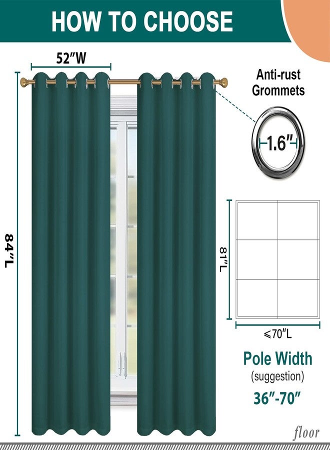 Diraysid 100% Blackout Curtains Sea Teal Linen Curtains for Bedroom Grommet Thermal Insulated Room Darkening Drapes (2 Panels, W52 x L84 Inch) - Image 5