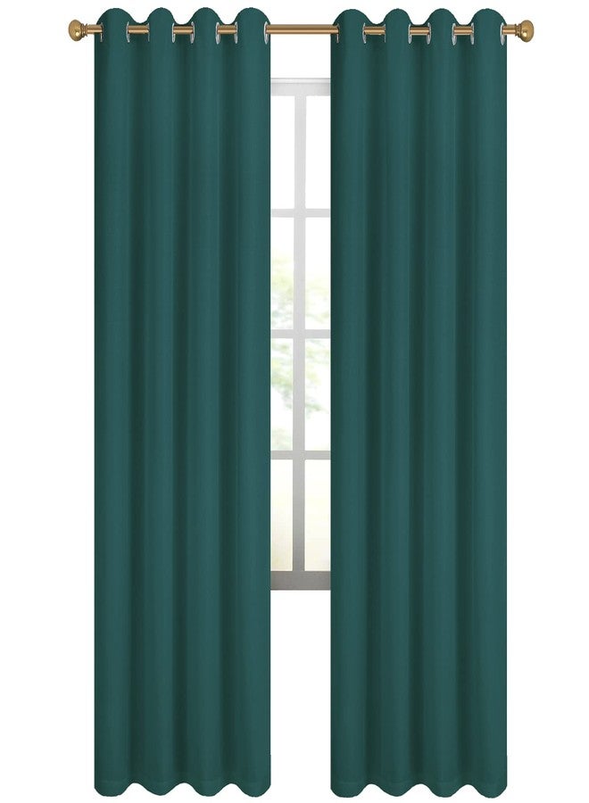Diraysid 100% Blackout Curtains Sea Teal Linen Curtains for Bedroom Grommet Thermal Insulated Room Darkening Drapes (2 Panels, W52 x L84 Inch) - Image 3