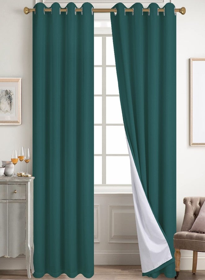 Diraysid 100% Blackout Curtains Sea Teal Linen Curtains for Bedroom Grommet Thermal Insulated Room Darkening Drapes (2 Panels, W52 x L84 Inch) - Image 1