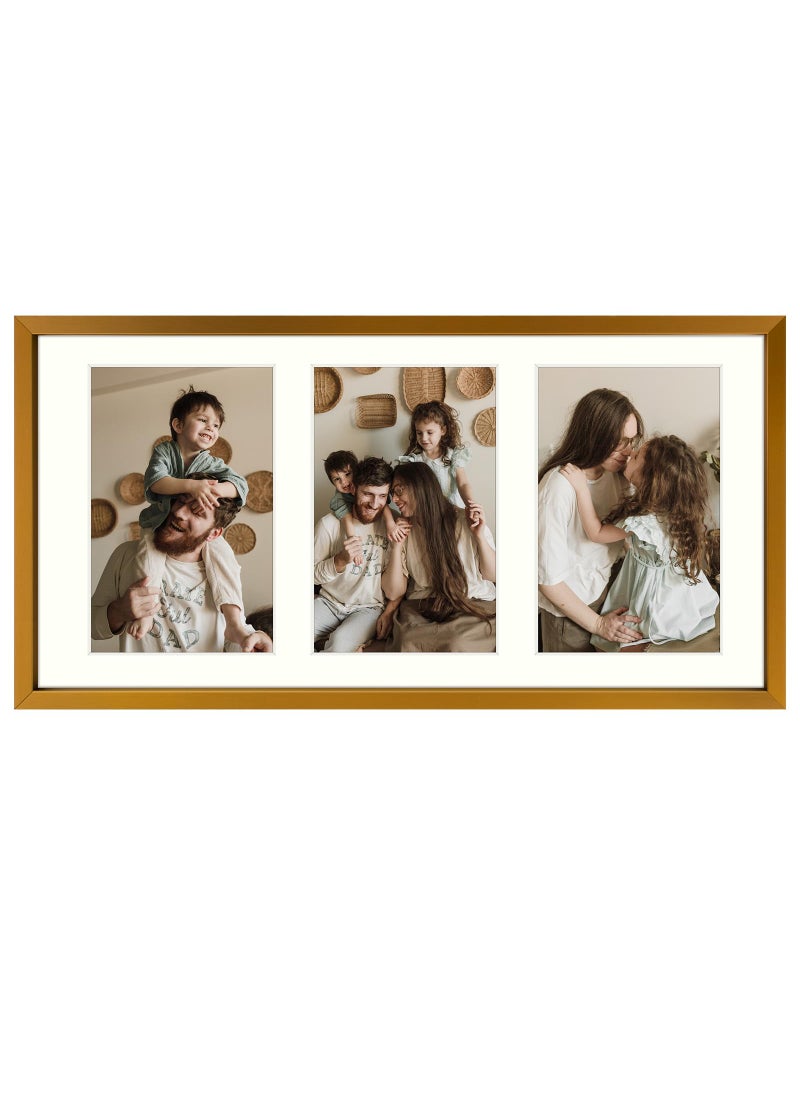 Golden State Art Golden State Art 4x6 Aluminum Collage Frame Displays 6x4 Pictures With 3 Openings Mat or One 7x14 Photo Real Glass PortraitLandscape Wall Display Black 1 Pack 