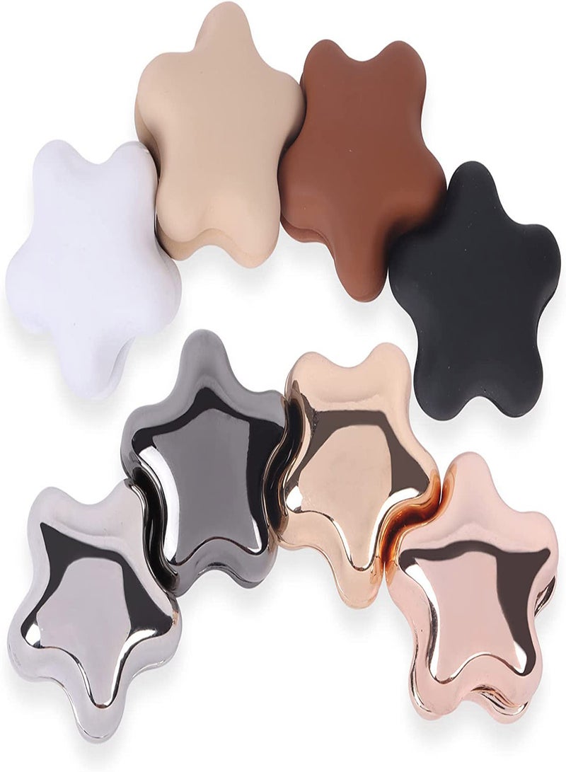 Magnetic Hijab Pins Set, 8 Pairs in Matte and Metallic Colors, Versatile Scarf Fasteners for Women, Strong Hold for Shawls and Scarves, Stylish Star Shape Design - Image 1