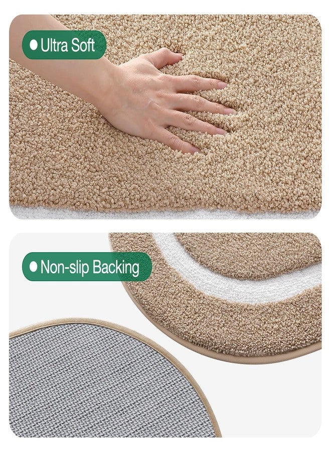 LUMI Bath Mat Oval Bathroom Rug, 20"x32" Non Slip Washable Bathroom Mats, Premium Water Absorbent Shower Rug for Accessories Decor, Khaki - Image 4