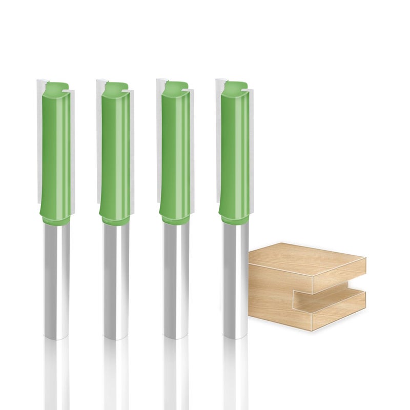 Aopin Router Bit 10mm Cutting Dia 6mm Shank Dia Double Flute Straight Bit Carbide for Woodworking Milling Cutter Tool Green Silver 4Pcs