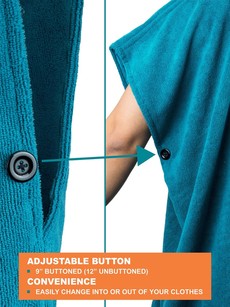 Suncube SUN CUBE Surf Poncho Changing Robe with Hood, Thick Quick Dry Microfiber Wetsuit Changing Towel for Surfing Beach Swim Outdoor Sports Men, Absorbent Wearable Towel Cover Up, Turquoise Sea Blue - Image 5
