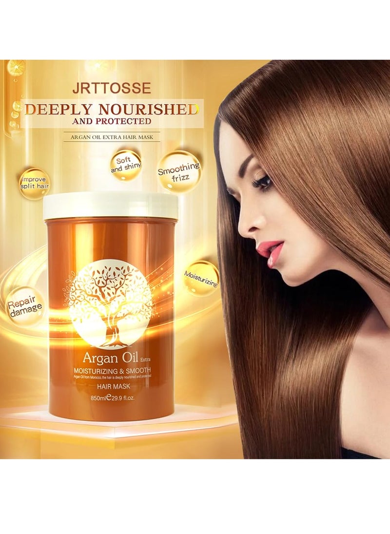 Argan Oil Argan Oil Hair Mask, Repair Split Ends Dry Damaged Hair, Moisturizing & Smoothing Hair Mask for Dry Damaged Hair of All Hair Types 16.90 oz 500 ml (29.90oz-850ml)  - Image 3