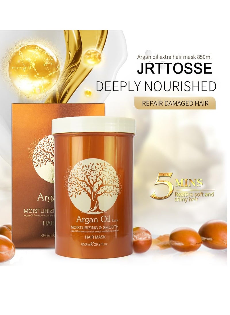 Argan Oil Argan Oil Hair Mask, Repair Split Ends Dry Damaged Hair, Moisturizing & Smoothing Hair Mask for Dry Damaged Hair of All Hair Types 16.90 oz 500 ml (29.90oz-850ml)  - Image 4