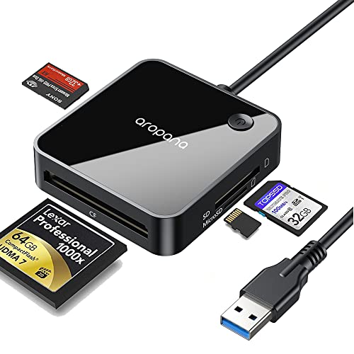 AROPANA SD Card Reader USB 3.0 Card Hub Adapter 5Gbps Read 4 Cards Simultaneously CF CFI TF SDXC SDHC SD MMC Micro SDXC Micro SD Micro SDHC MS UHS-I for Windows Mac Linux - Image 1
