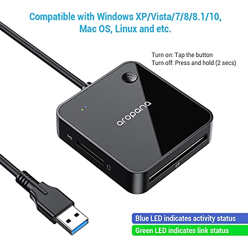 AROPANA SD Card Reader USB 3.0 Card Hub Adapter 5Gbps Read 4 Cards Simultaneously CF CFI TF SDXC SDHC SD MMC Micro SDXC Micro SD Micro SDHC MS UHS-I for Windows Mac Linux - Image 5