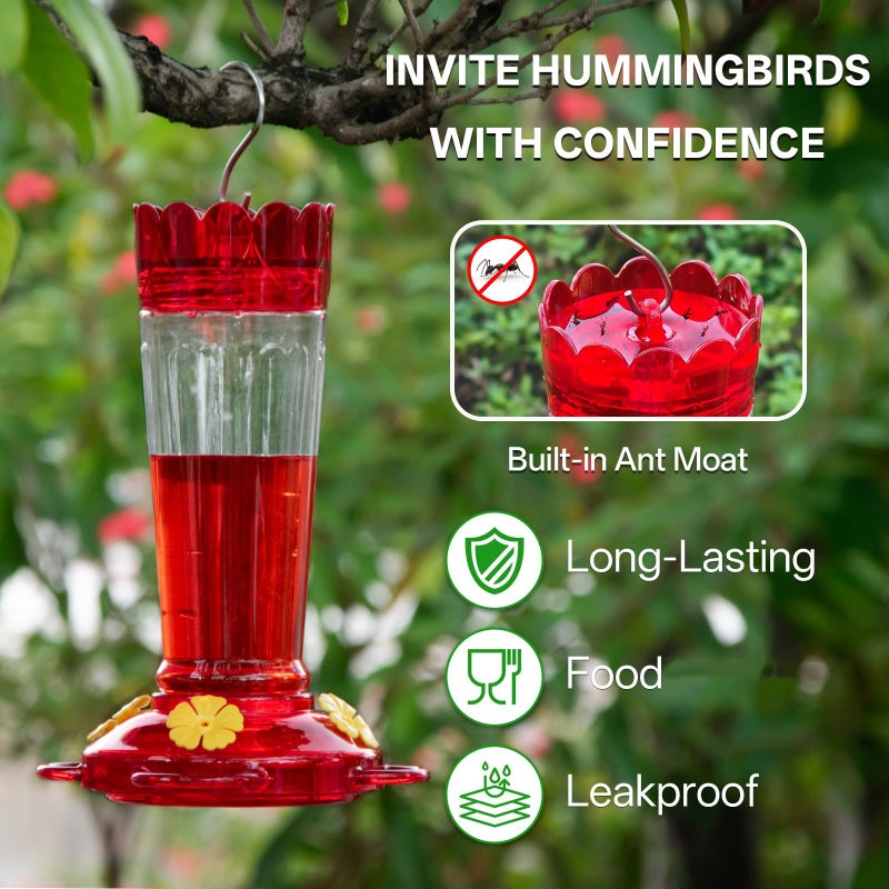 Red Hummingbird Water Feeder Outdoor Garden Wild Bird Feeder Tool - Image 2