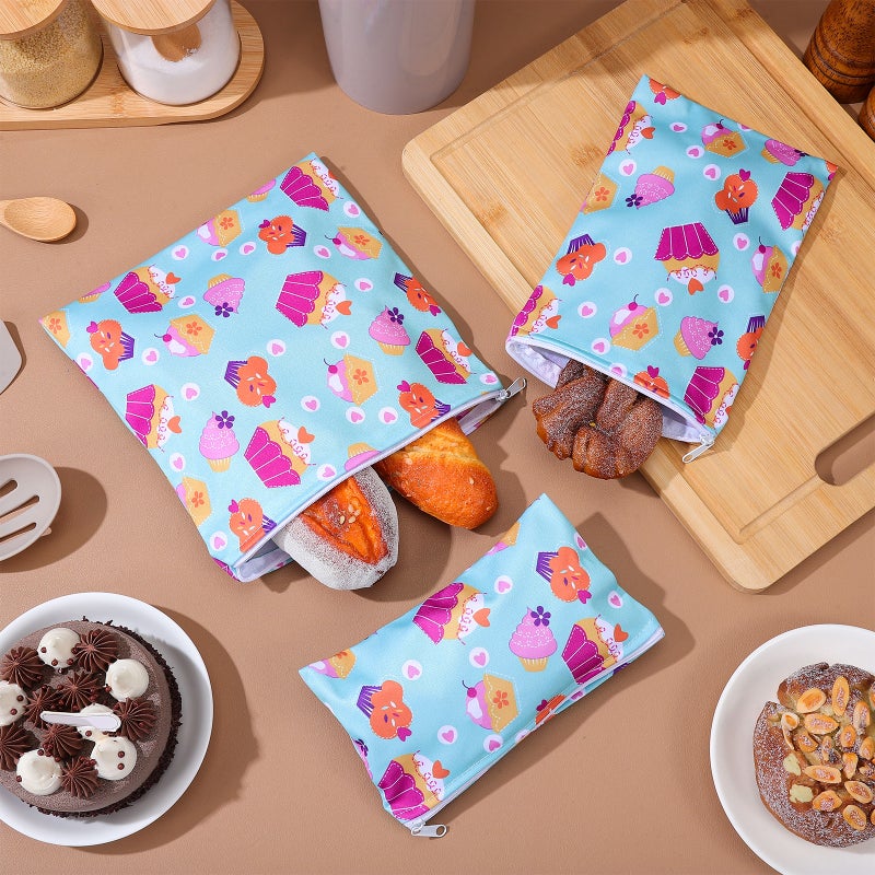 3pcs Reusable Snack Bags Washable Snack Bags with Zipper Portable Sandwich Bag Food Storage Pouch - Image 5
