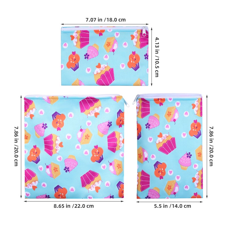 3pcs Reusable Snack Bags Washable Snack Bags with Zipper Portable Sandwich Bag Food Storage Pouch - Image 2